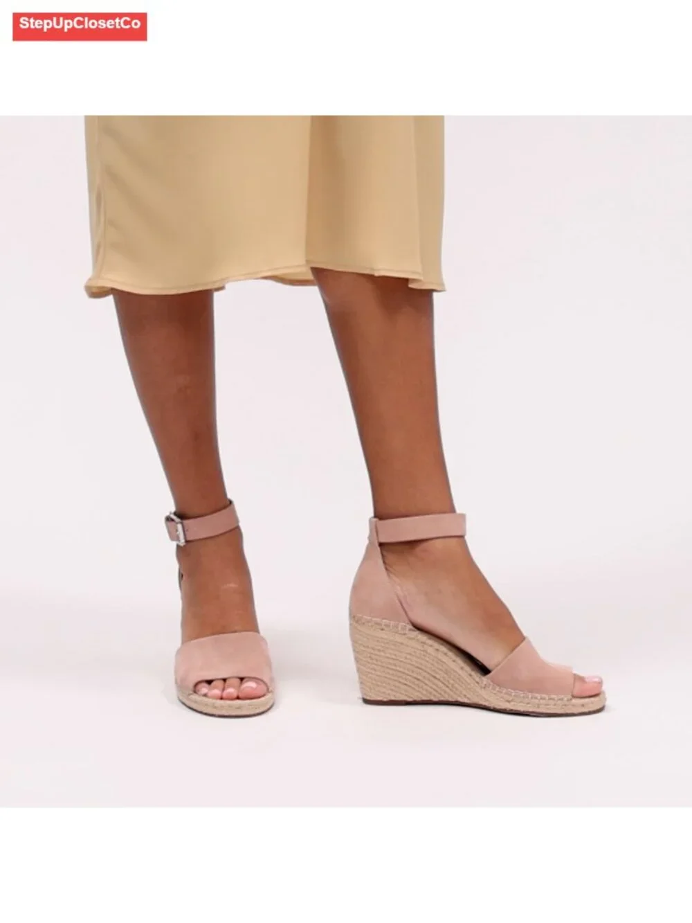 Wedge Espadrille Sandals with Braided Jute and Buckle Closure